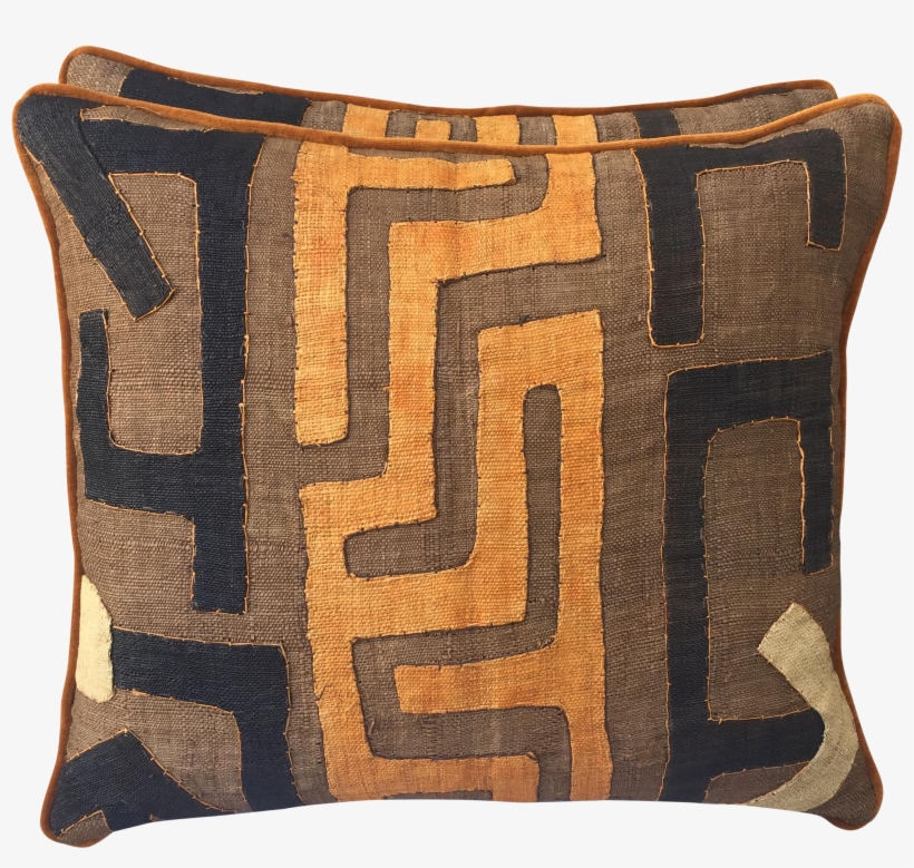 African Kuba A Pair Chairish - Cushion, transparent png #9880721
