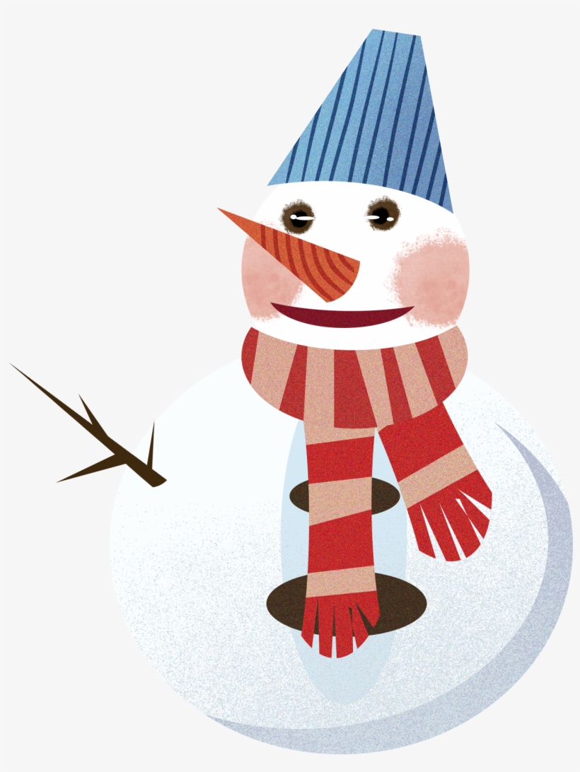 Snowman Winter Branch Scarf Png And Psd - Cartoon, transparent png #9881998