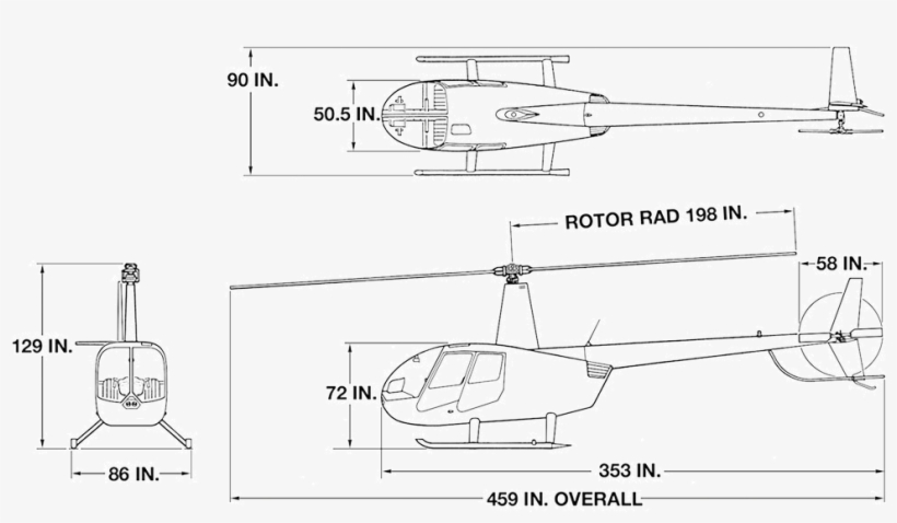 Helicopter Robinson R44 Raven Ii For Sale - R44 Dimensions, transparent png #9882625
