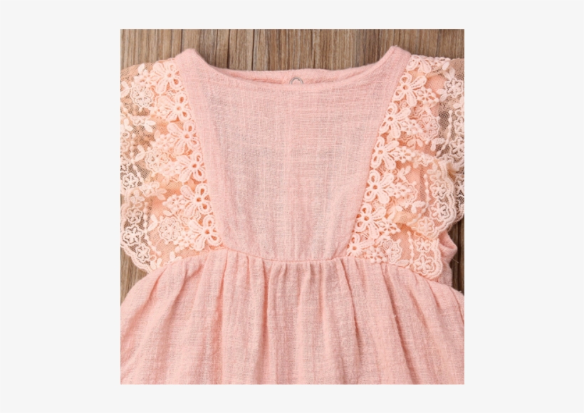 2 Piece Baby Lace Trimmed Pink Romper With Headband - Crochet, transparent png #9883104