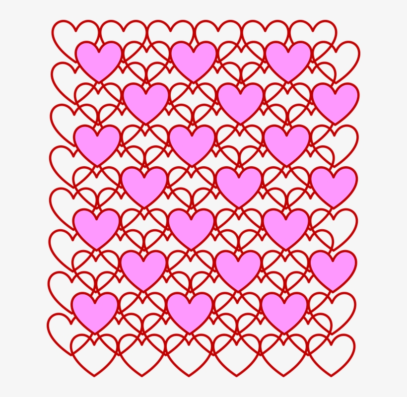 Valentine's Day, Valentine, Hearts, Love, Outline - Pattern Red, transparent png #9885099