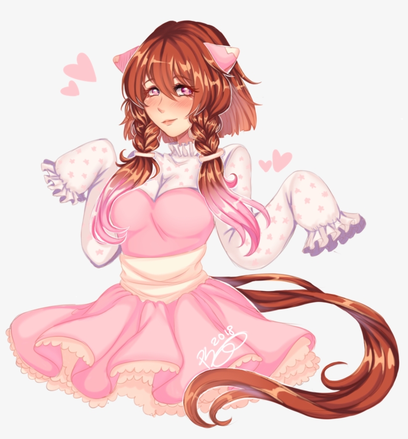 Art Trade Cute Girl Neko Girl Pink - Cartoon, transparent png #9885513