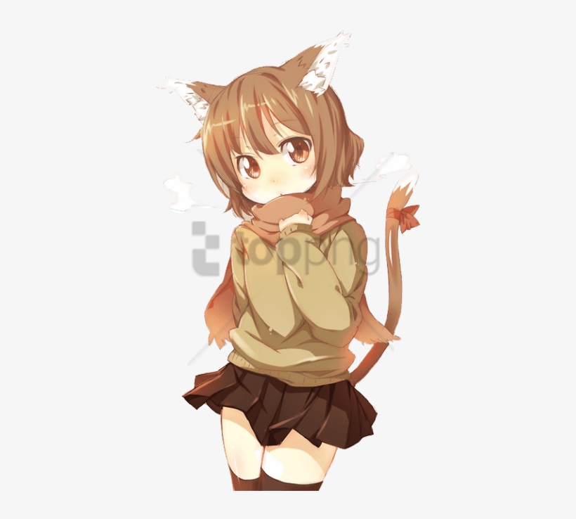 Free Png Cat Girl Brown Outfit Png Image With Transparent - Anime Cat Girl Transparent, transparent png #9887653