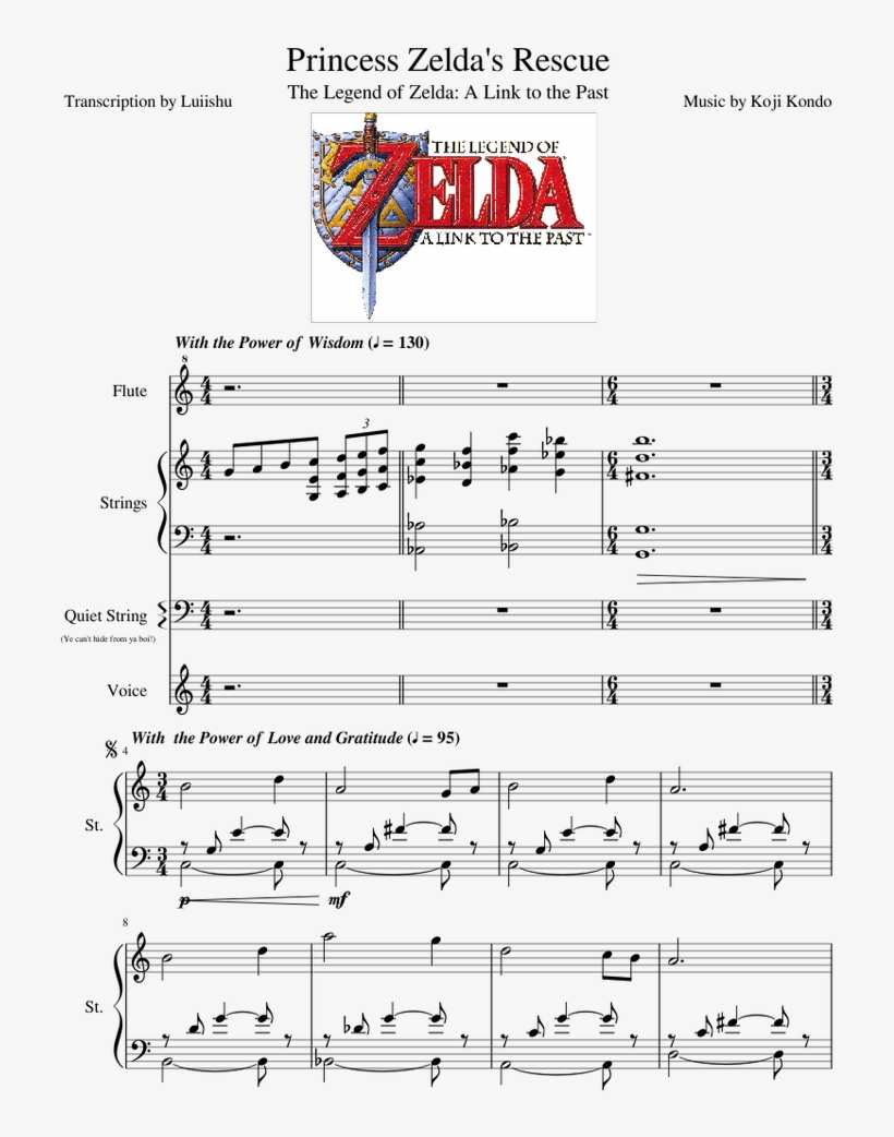 Princess Zelda's Rescue - Beginner Violin Sheet Music, transparent png #9889499