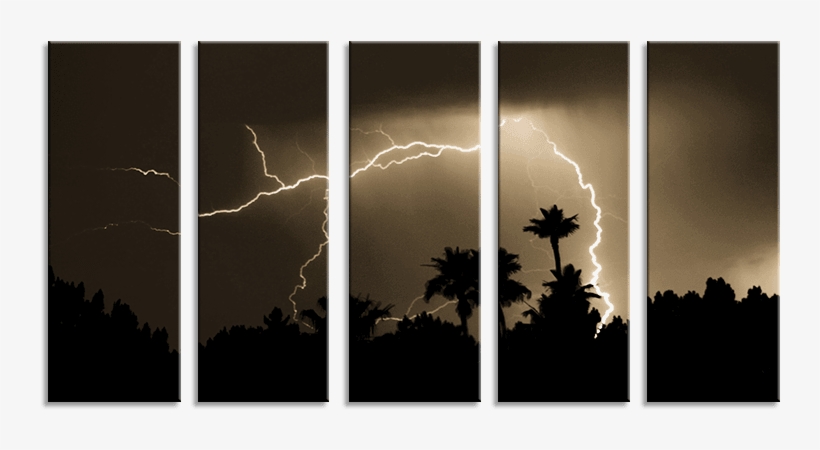 Lightning 5 Panel Canvas Picture - Silhouette, transparent png #9890482