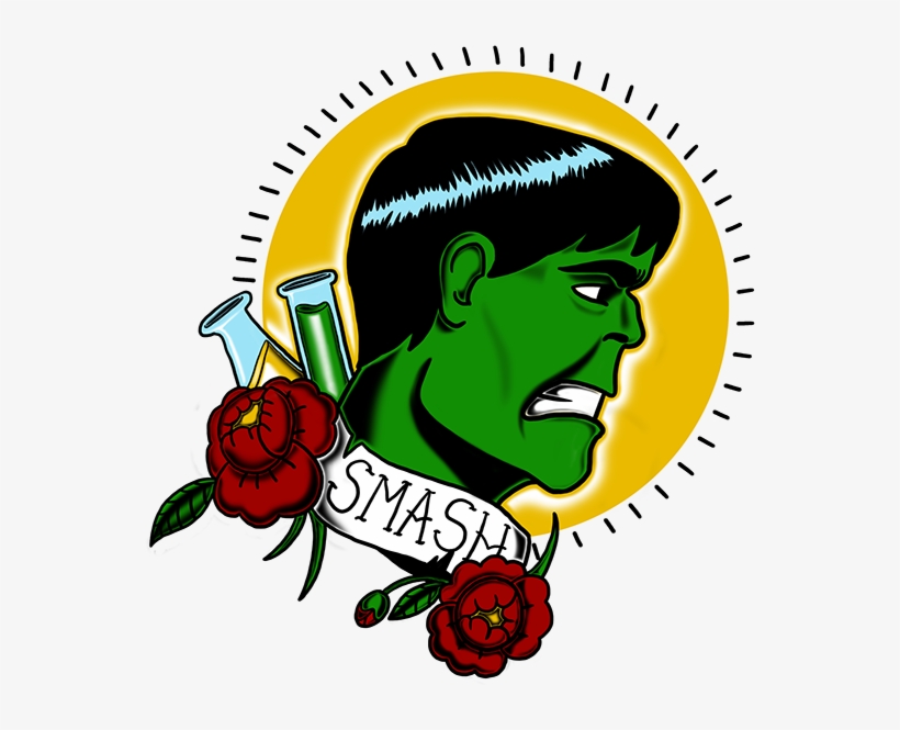 Hulk Tattoo Flash - Illustration, transparent png #9890886