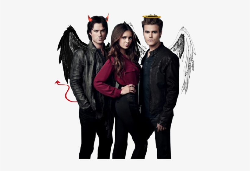 Stefan Salvatore Elena Gilbert And Damon Salvatore, transparent png #9890934