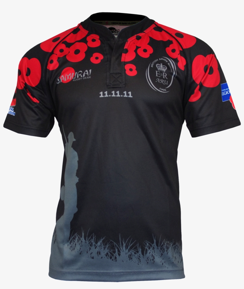British Army Self Wicking T Shirts - Poppy Rugby Shirt 2016, transparent png #9891195