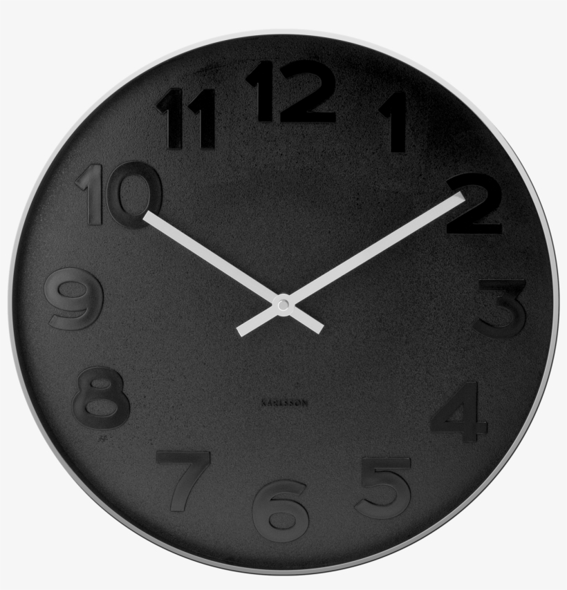 Black Wall Clock By Karlsson By Present Time - Wall Clocks, transparent png #9891805