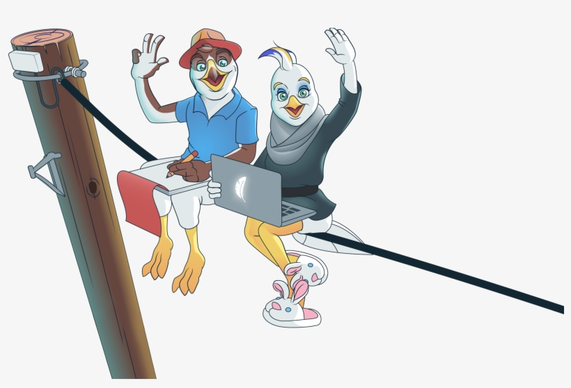 Birds Sitting At A Table Waving - Cartoon, transparent png #9891847