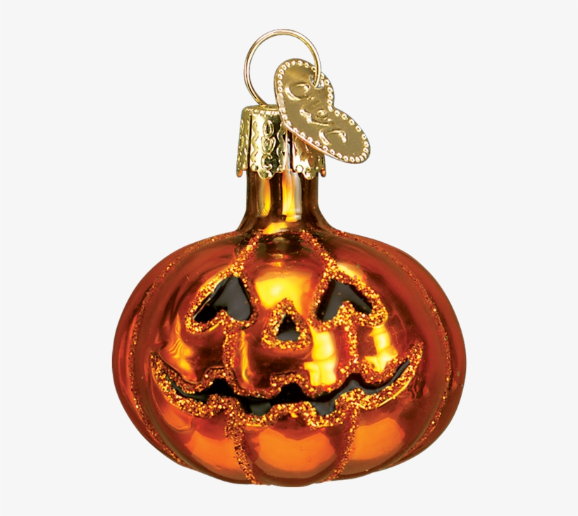 Pumpkin Jack O Lantern Glass Ornament For Small Halloween - Halloween Ornaments, transparent png #9892128
