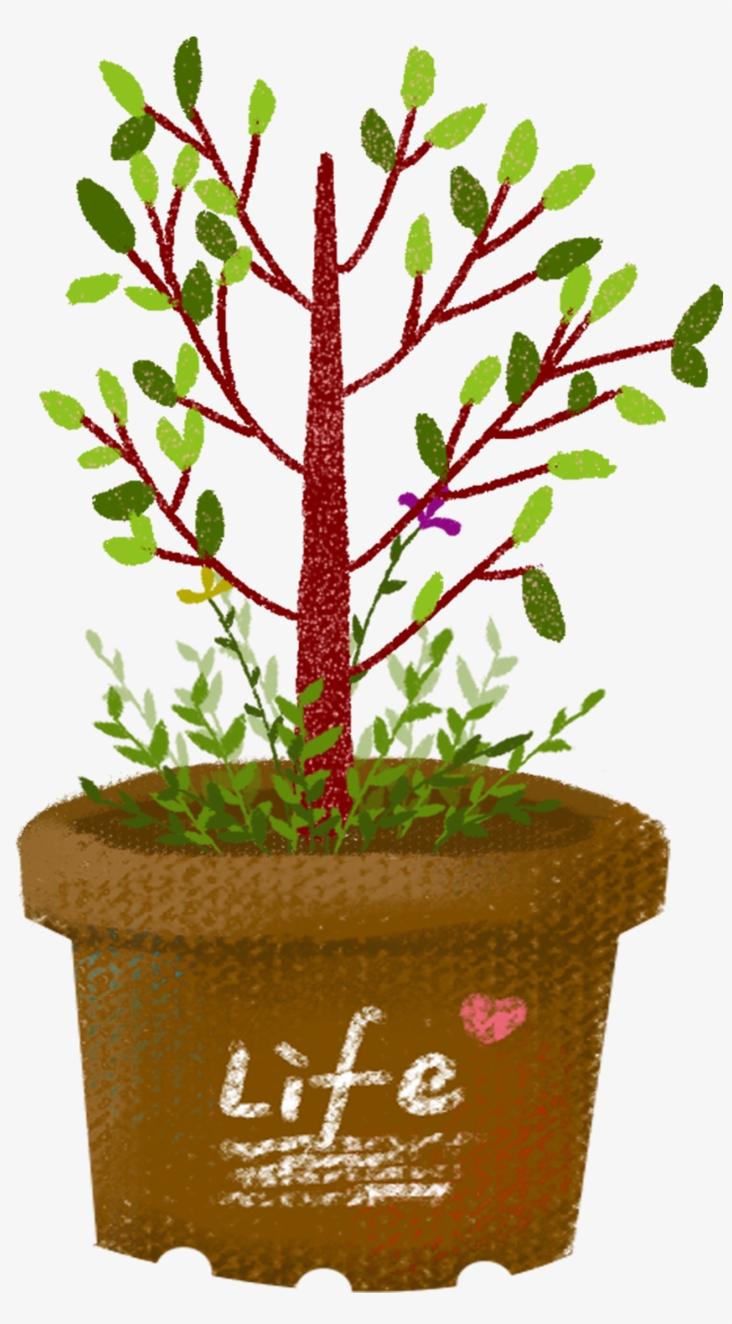 Hand Drawn Wind Cartoon Plant Flowers Trees Png And - Flowerpot, transparent png #9892134