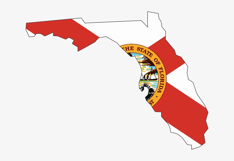 Florida Map Flag - Florida State Flag Map, transparent png #9893797