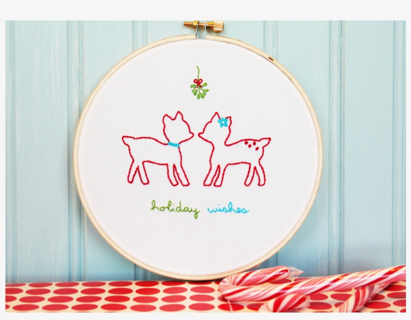 Christmas Deer Embroidery Pattern - Circle, transparent png #9896982