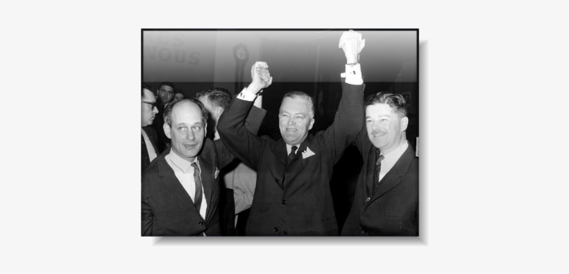 René Lévesque, Jean Lesage, Paul Gérin-lajoie, 1960 - Révolution Tranquille, transparent png #990038