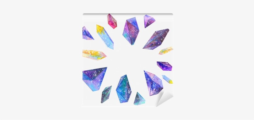 Watercolor Crystals With Star Sky Wall Mural • Pixers® - Art Print: Librebird's Watercolor Crystals With Star, transparent png #991029