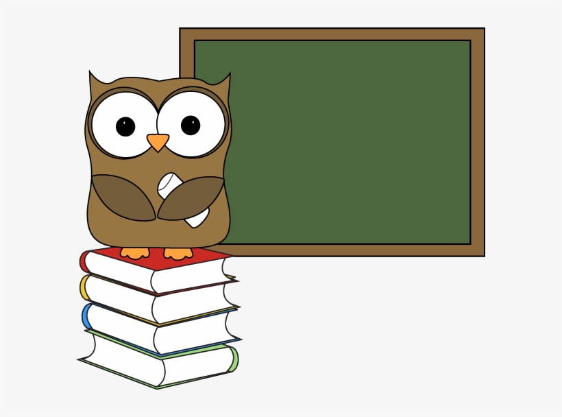 Owl With Books And Chalkboard Clip Art - Owl Teaching Clip Art, transparent png #992914