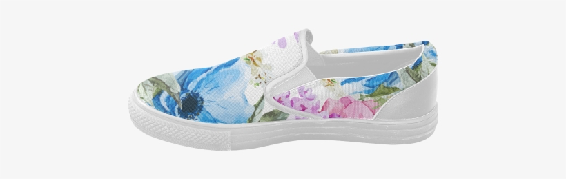 Watercolor Floral Pattern Women's Slip-on Canvas Shoes - Vintage Chic Pink Floral 84" Curtains, transparent png #993798