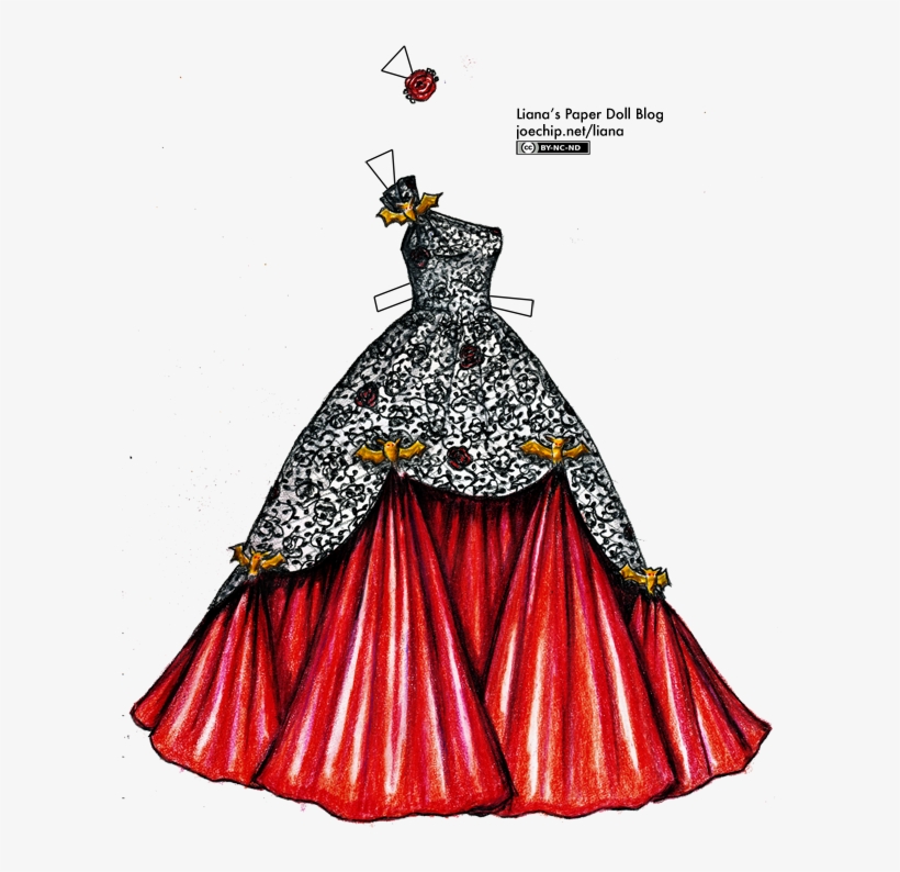 A Dramatic Ballgown With A Fitted Bodice And Overskirt - Drawings Of Ball Gowns, transparent png #994434