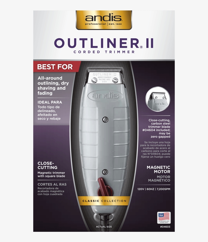 Outliner Ii Square Blade Trimmer - Andis T Outliner Trimmer 220v, transparent png #996925