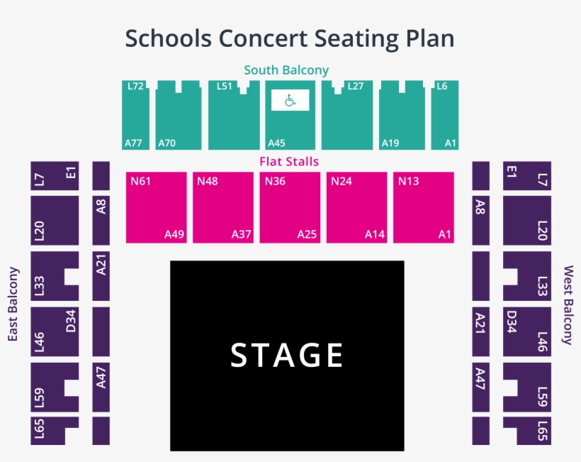 Schools Concert Seating Plan Click To Enlarge - W Raised Stalls A Brighton Centre, transparent png #998035