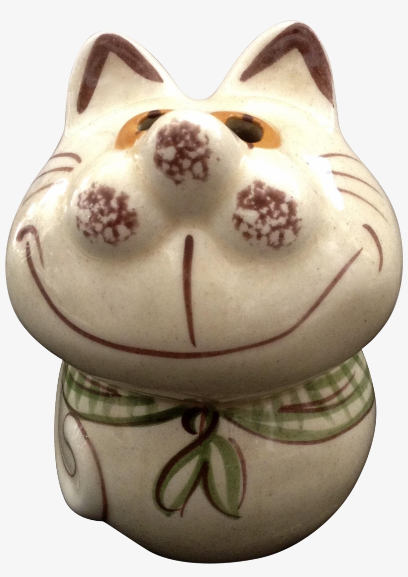 Gustin Pottery Cheshire Fat Cat Cheese Shaker 1950's - Animal Figure, transparent png #998103