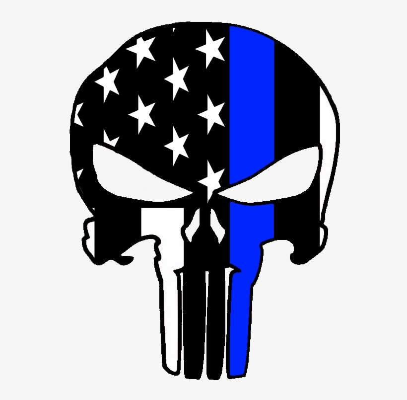 Punisher Svg Blue Line - Punisher Skull With Blue Line - Free Transparent P...