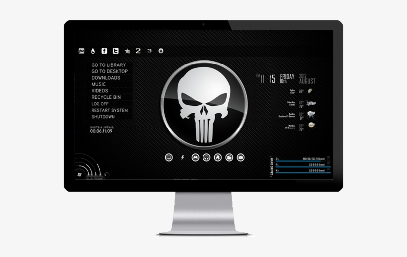 Punisher Desktop Theme - Punisher - 1 Inch Glass Pendant - Necklace Or Keyring, transparent png #999044