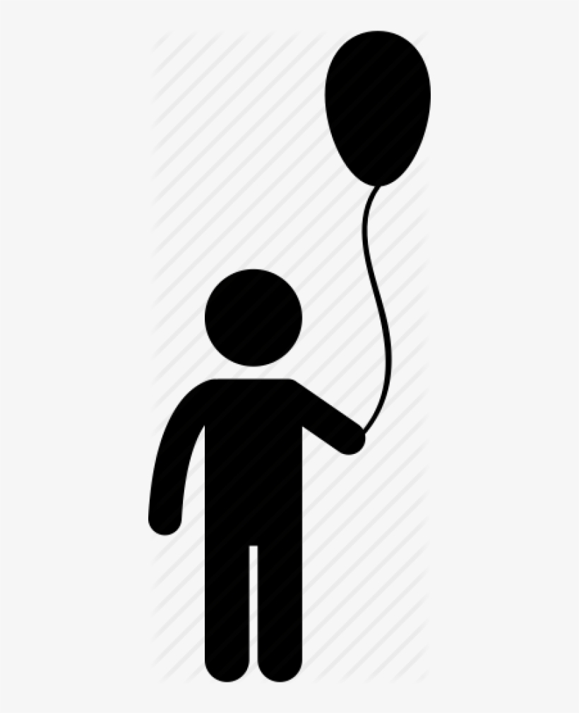 Balloon, Boy, Child, Happy, Holding, Kid, Toddler Icon - Boy With Balloon Black White, transparent png #9901024