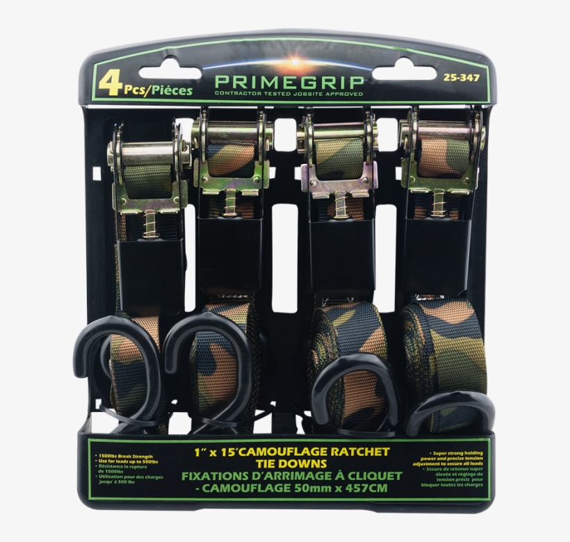 1" X 15' Camouflage Ratchet Tie Down - Belt, transparent png #9910816