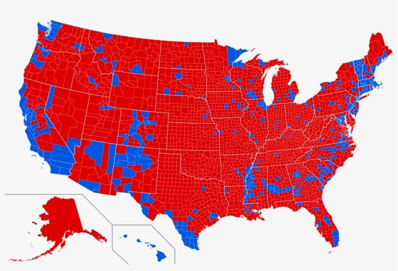 If You Stare At This Map For One Minute, Chances Are - 2016 Electoral Map By County, transparent png #9911822