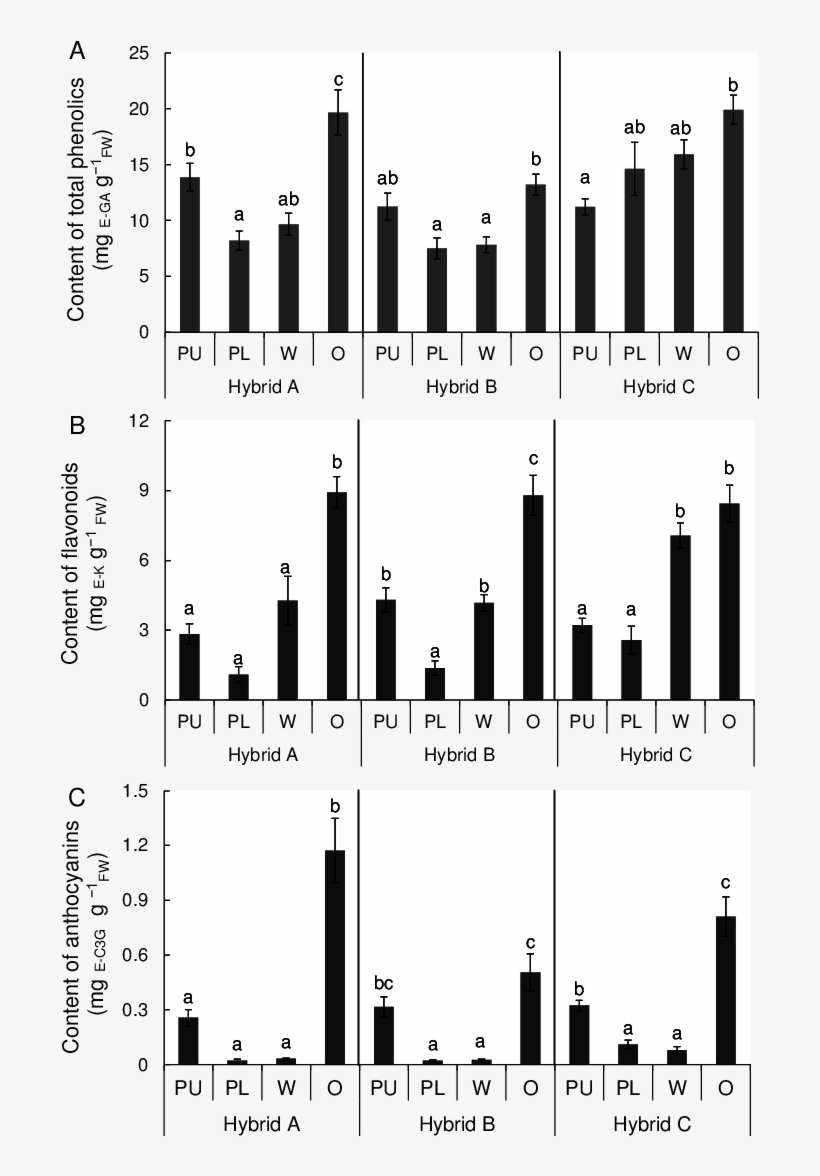 Content Of Total Phenolics , Fl Avonoids (b) And Anthocyanins - Illustration, transparent png #9913387