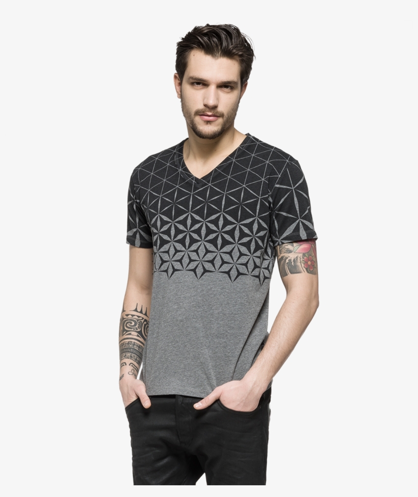 Jersey V Neck T Shirt - Man, transparent png #9916439