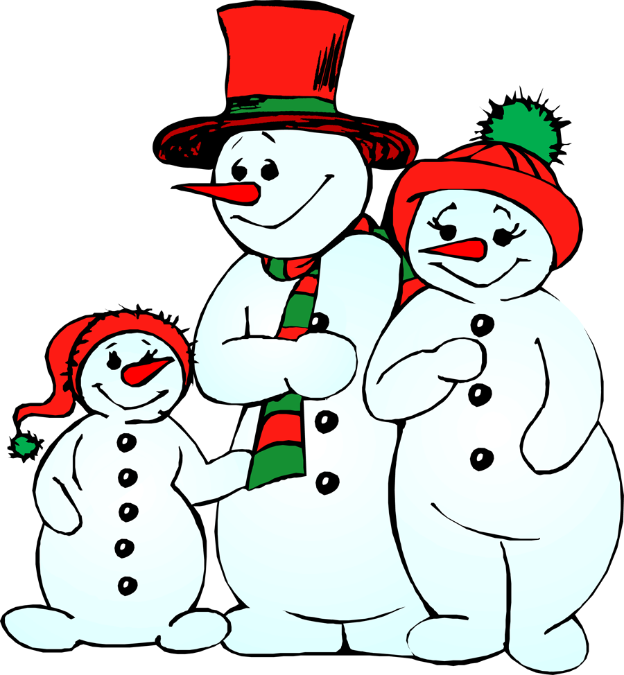 Holiday Clipart Snowman Family - Winter Holiday Images Clip Art (900x974), Png Download
