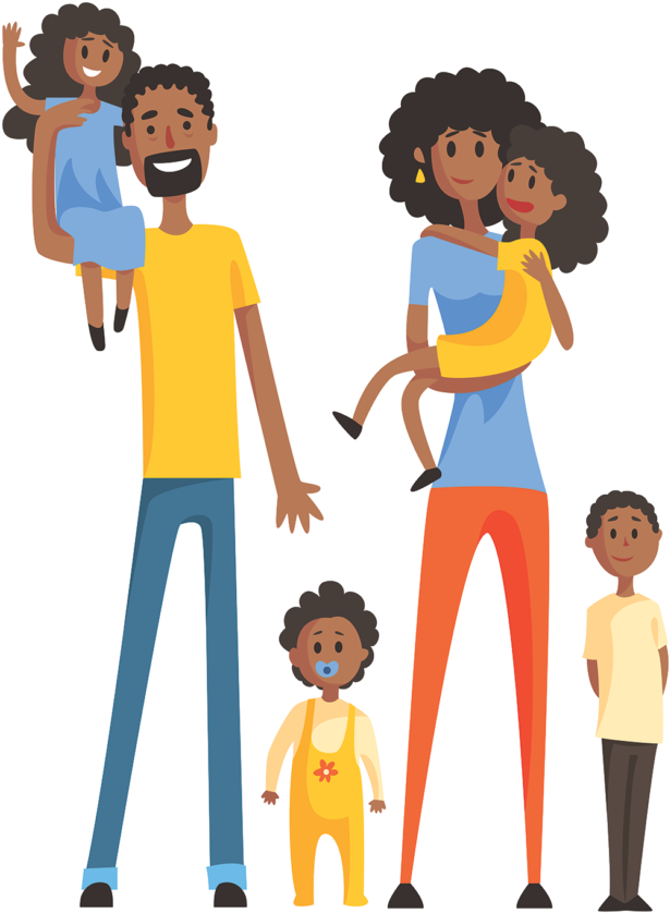 Family Animation - Familia Negra Feliz Desenho (1024x840), Png Download
