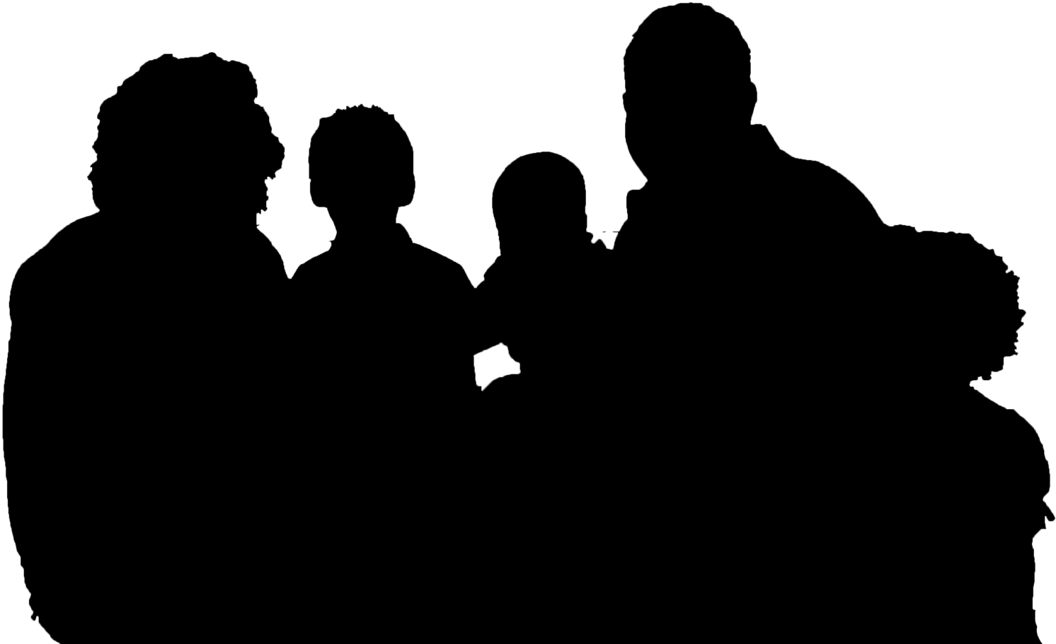Family Silhouette Clip Art - Black Family Silhouette Png (1600x1280), Png Download
