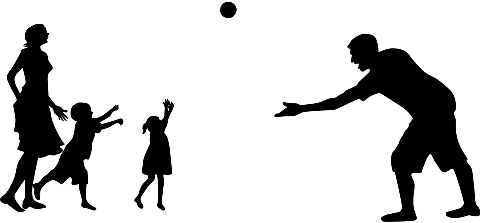 Father, And, Daughter - Family Playing Silhouette (960x480), Png Download