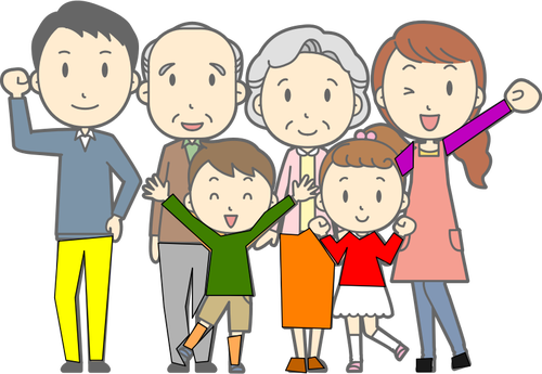 Happy Family Vector Clip Art - Family Picture Cartoon Png (500x345), Png Download