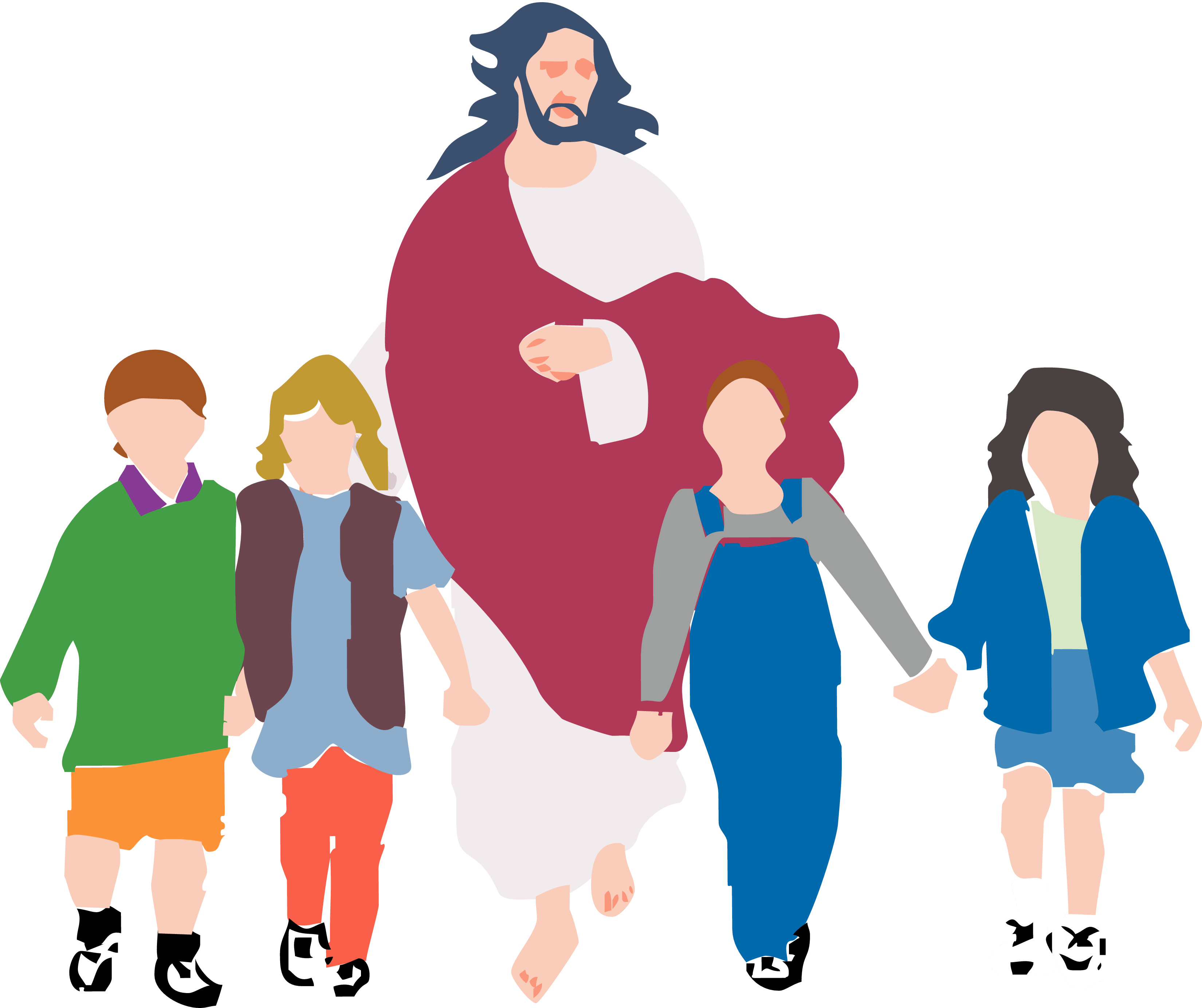 Clipart Walking Family - Walk With Jesus Clipart (3300x2767), Png Download