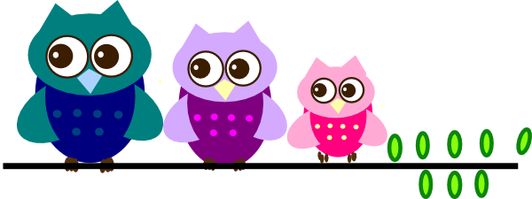 Owl Family On At Clker Com Vector - Owls On A Branch Clipart (600x225), Png Download