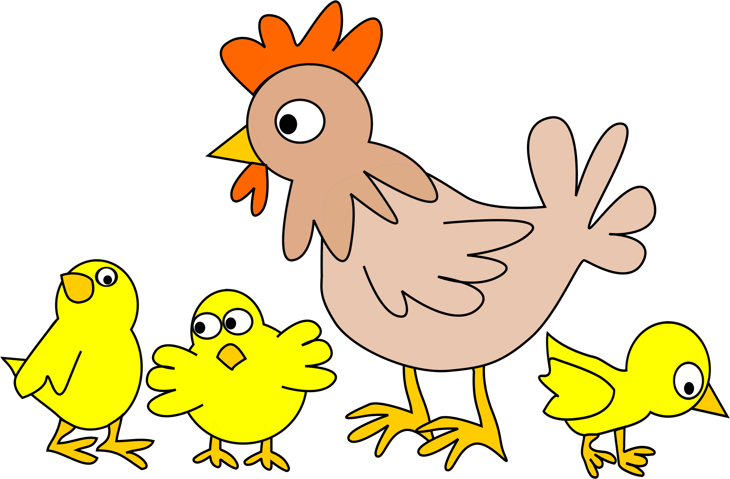 Impressive Baby Farm Animals Clip Art And Kids Clipart - Cartoon Chicken With Chicks (800x600), Png Download