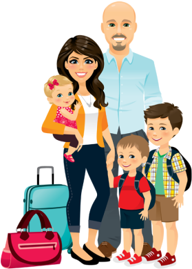 Travelling Family Png - Family At Airport Png (300x412), Png Download