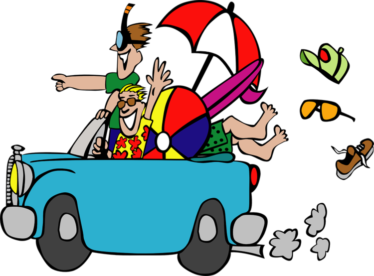 Cartoon Related - - 2 Girls Road Trip Clipart (640x473), Png Download