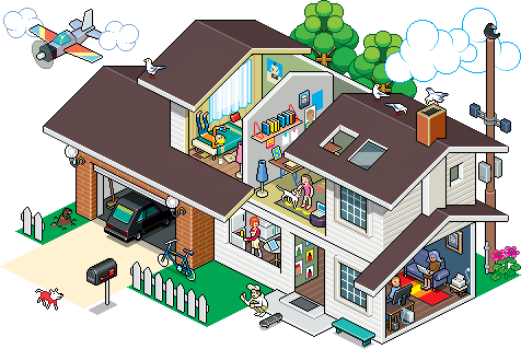 Parts Of The House With People (476x319), Png Download