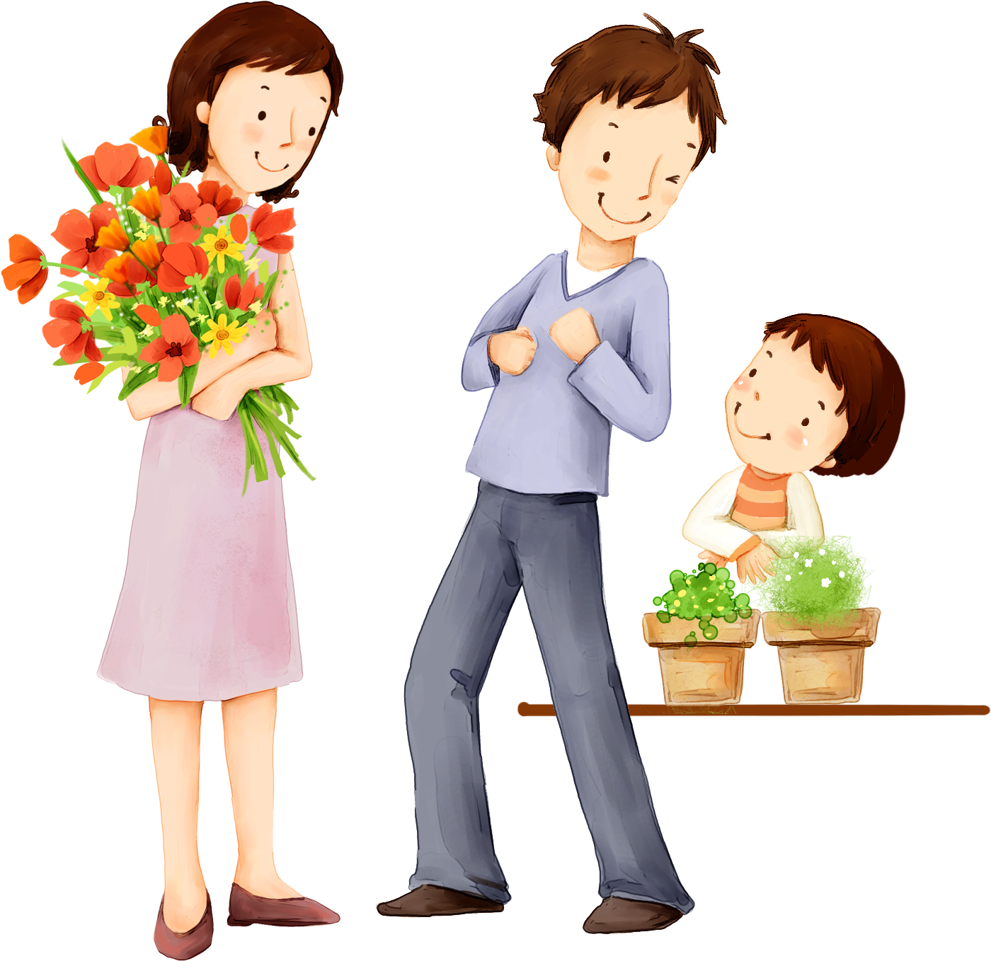 Family Happiness Child Cartoon Illustration - Family Cartoon (2362x1796), Png Download