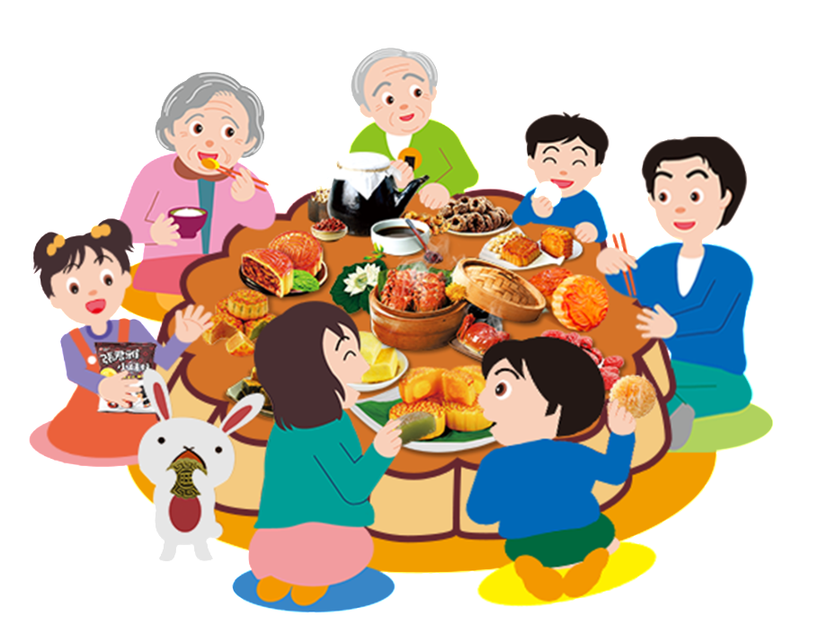 Download Hand Painted Flat Cartoon Family Reunion Free Download Mid Autumn Festival Cartoon Png Image With No Background Pngkey Com
