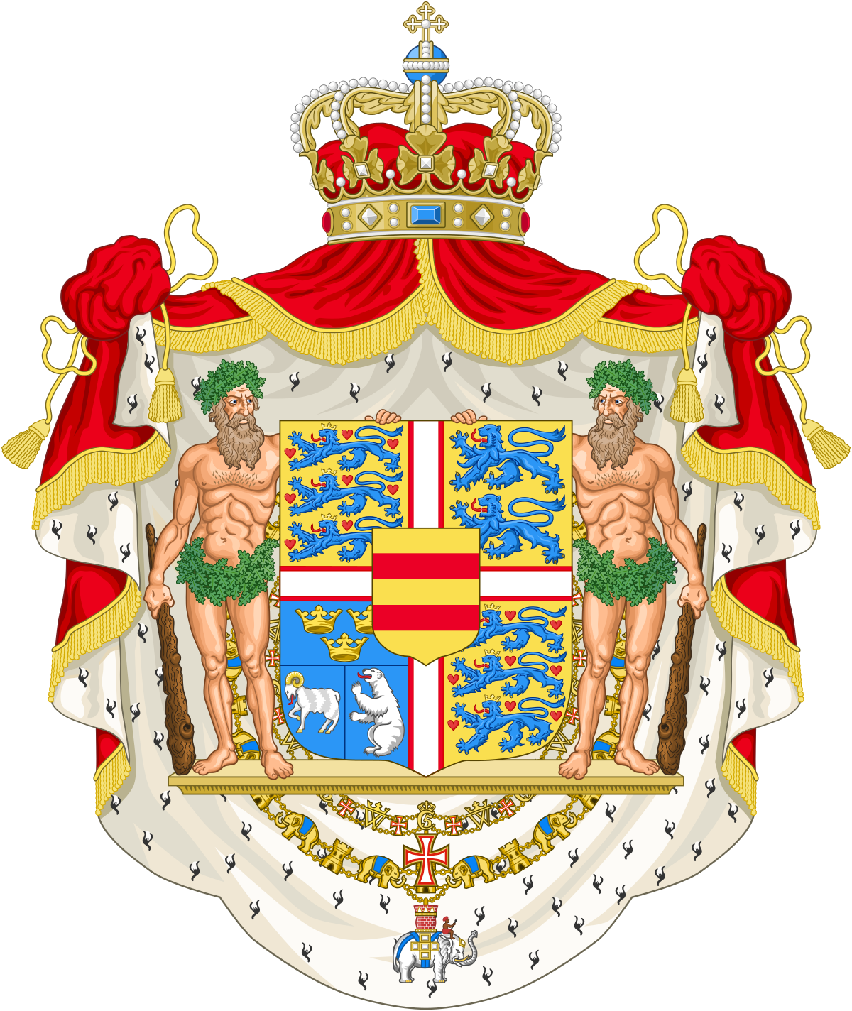 Kinguio Clipart Constitutional Monarchy - Queen Of Denmark Coat Of Arms (1200x1424), Png Download