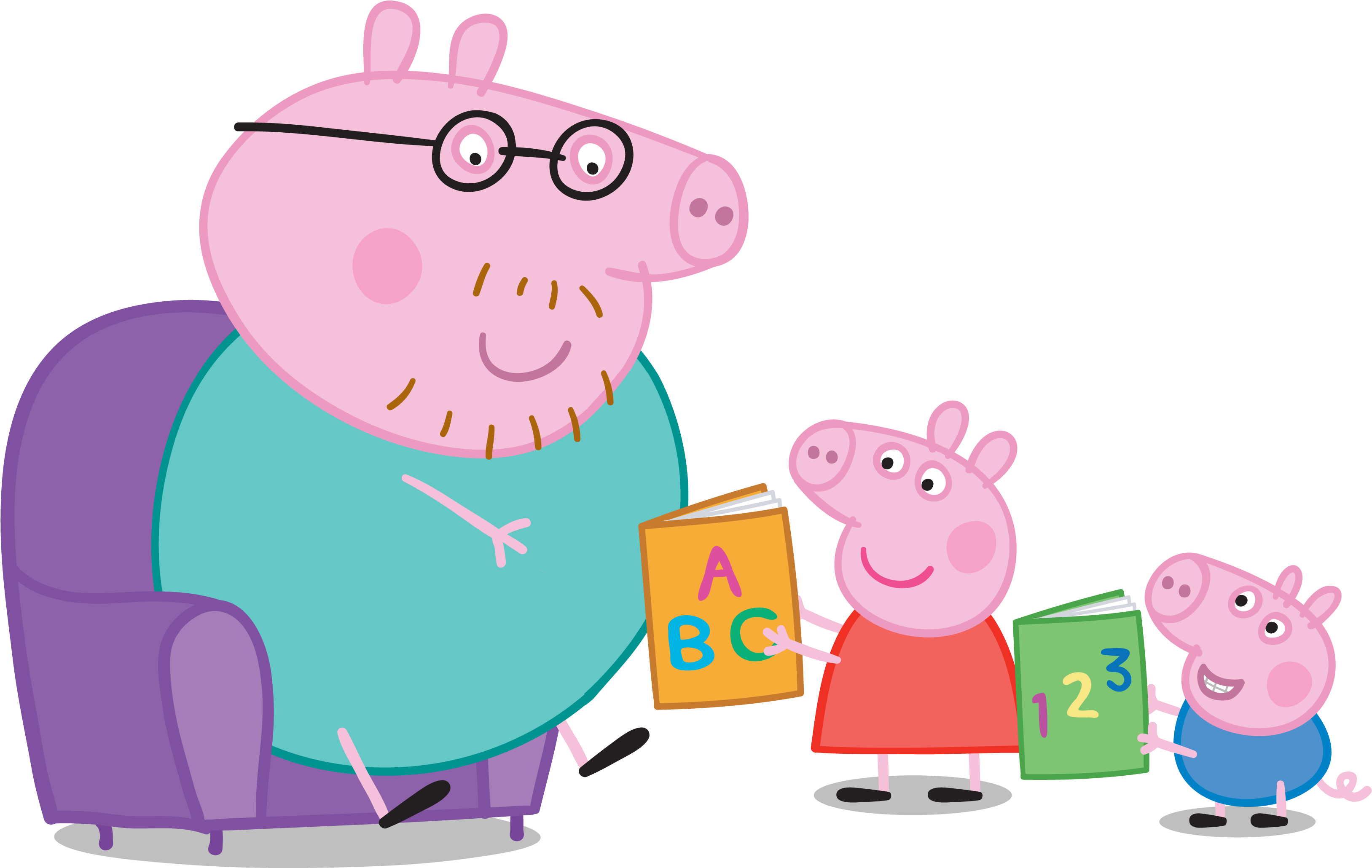 Daddy Pig's Top Tips For Reading - Papa Cerdito (3257x2068), Png Download