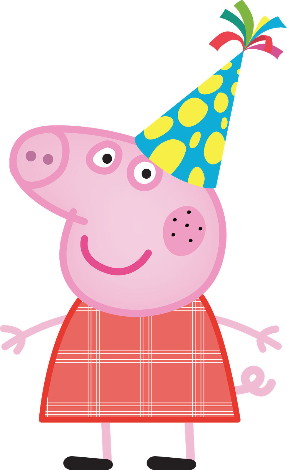 Peppa Pig Png Banner Black And White Download - Peppa Pig With Party Hat (977x1600), Png Download
