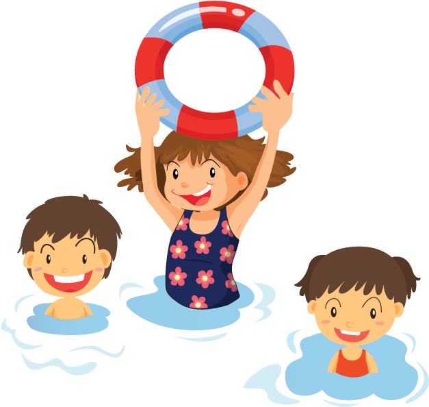 Family Clipart Swim - Children Swimming Clipart Png (650x600), Png Download